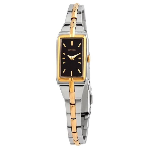 NWT Authentic Seiko Quartz Black Dial Two-tone Women's Watch - Picture 1 of 3